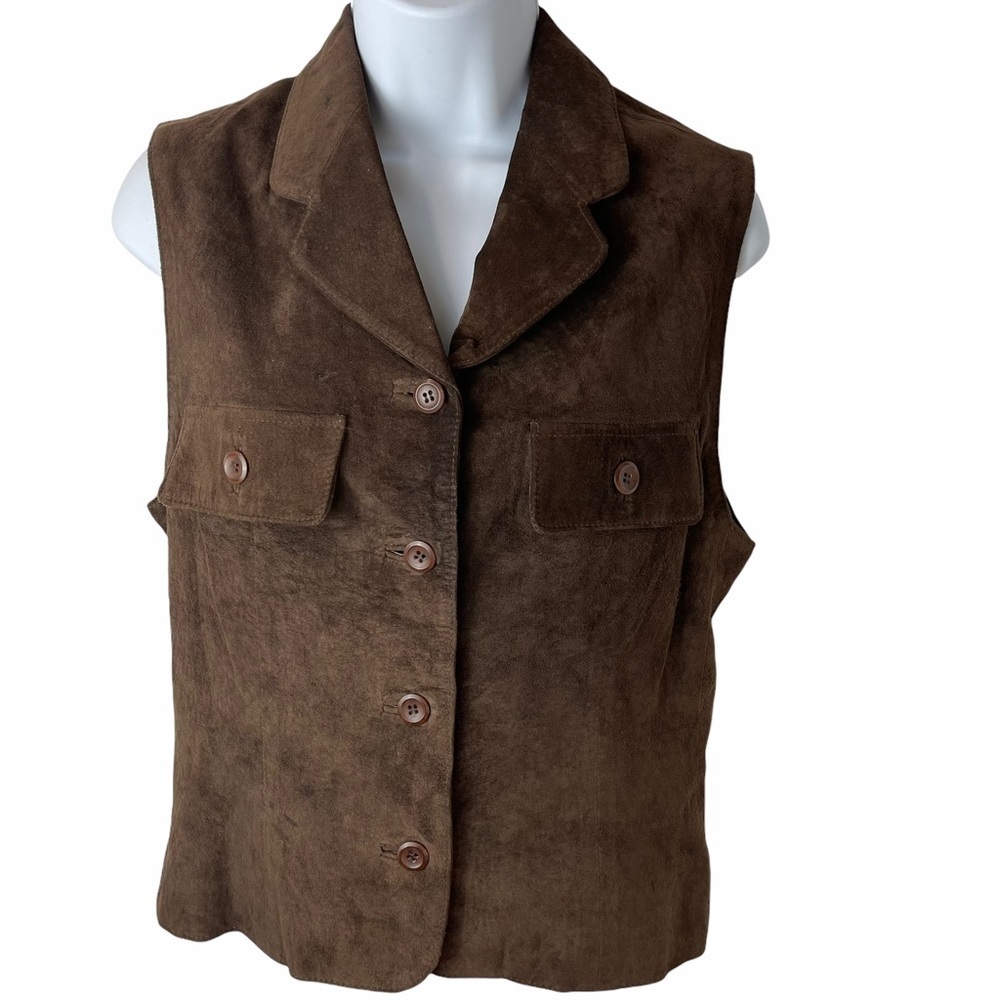 The Limited Collection 100% Leather Biker Button Up Vest Size Medium